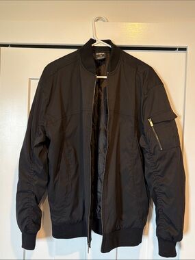 Champs Sports Gear Black Men's Bomber Jacket with Sleeve Zip Pocket